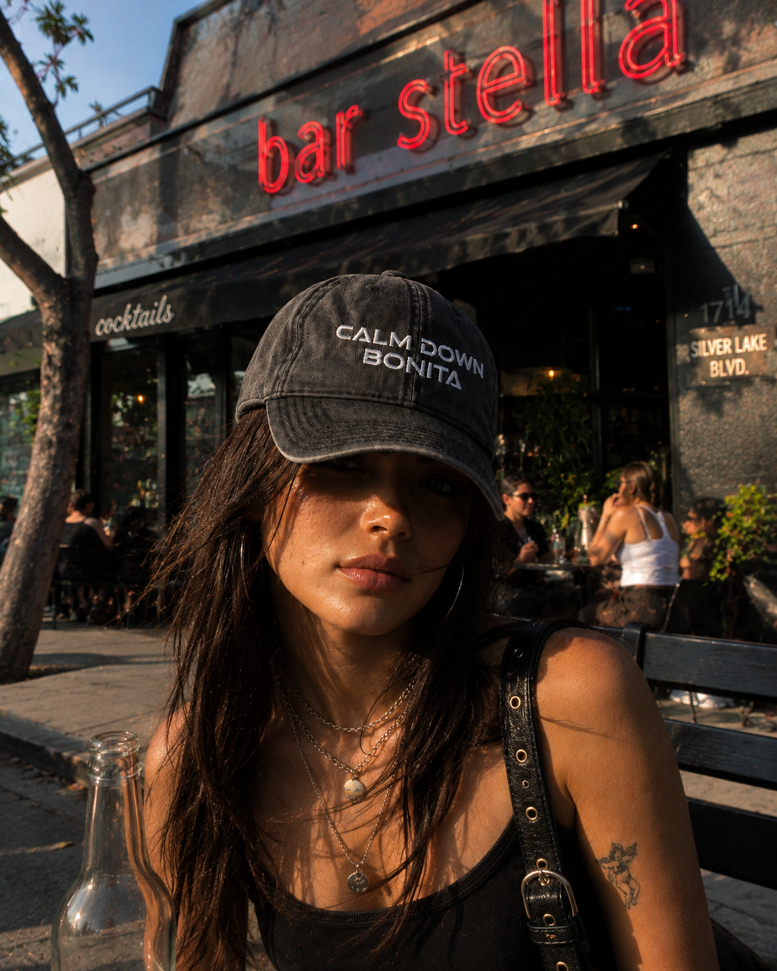 Calm Down Bonita Embroidered Vintage Baseball Cap SandyLAND cap by Sandra Molin