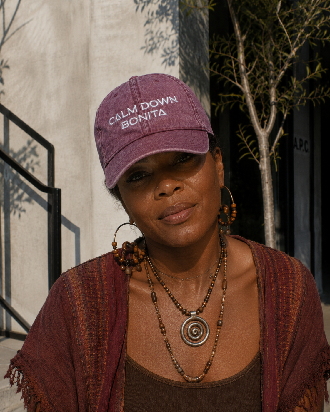 Calm Down Bonita Embroidered Vintage Baseball Cap SandyLAND cap by Sandra Molin